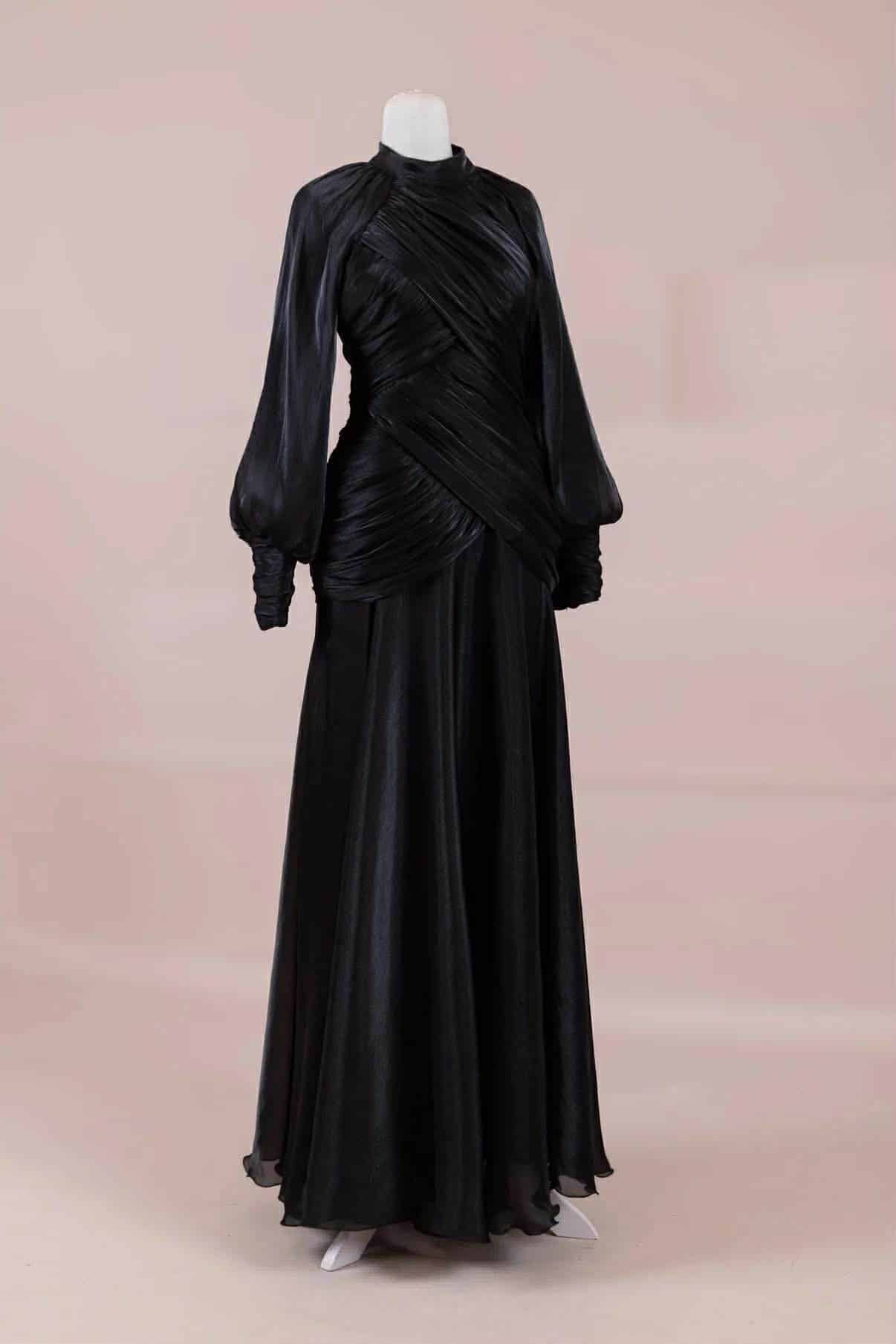 Pleated Wrap Evening Gown - Image 7