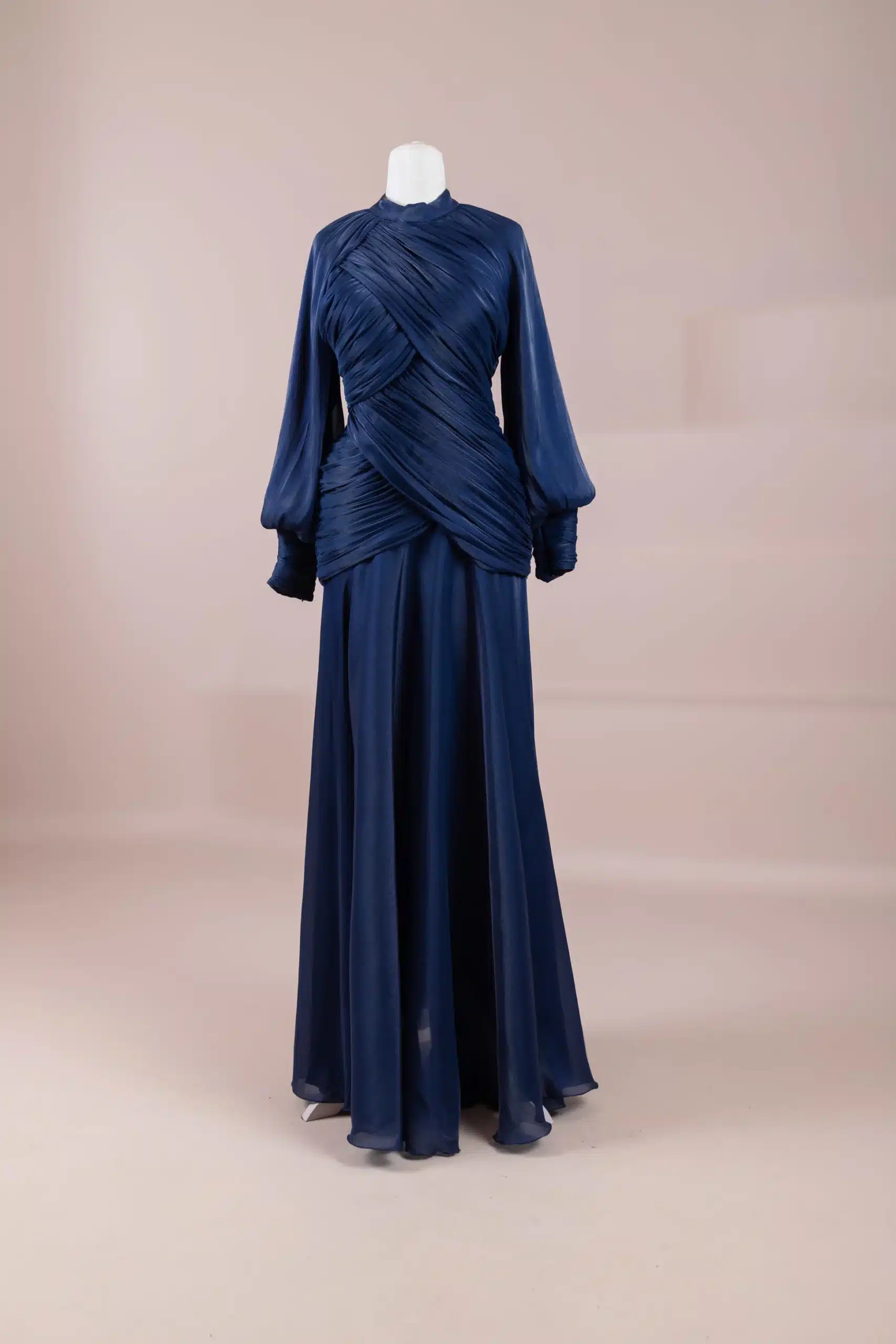 Pleated Wrap Evening Gown - Image 5