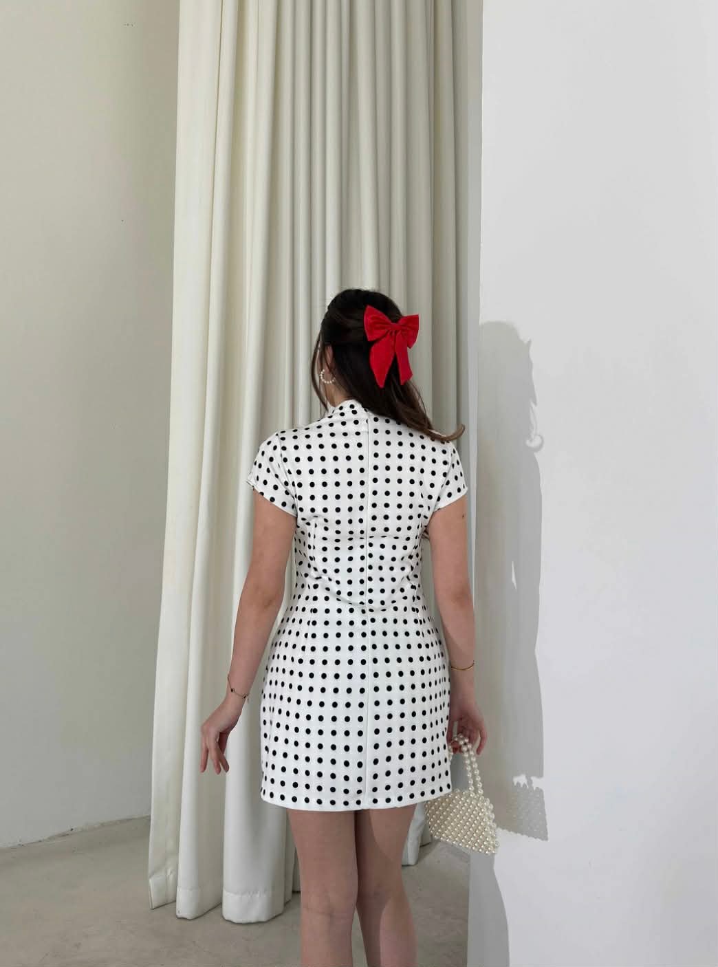 Polka Bow Mini Dress - Image 2