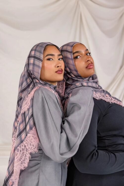 Lace Plaid Modal Hijab