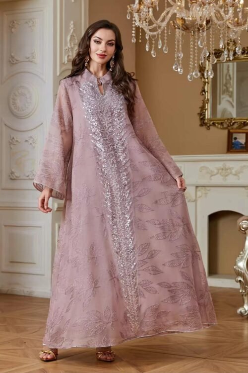 Verdan Leaf Embroidered Abaya