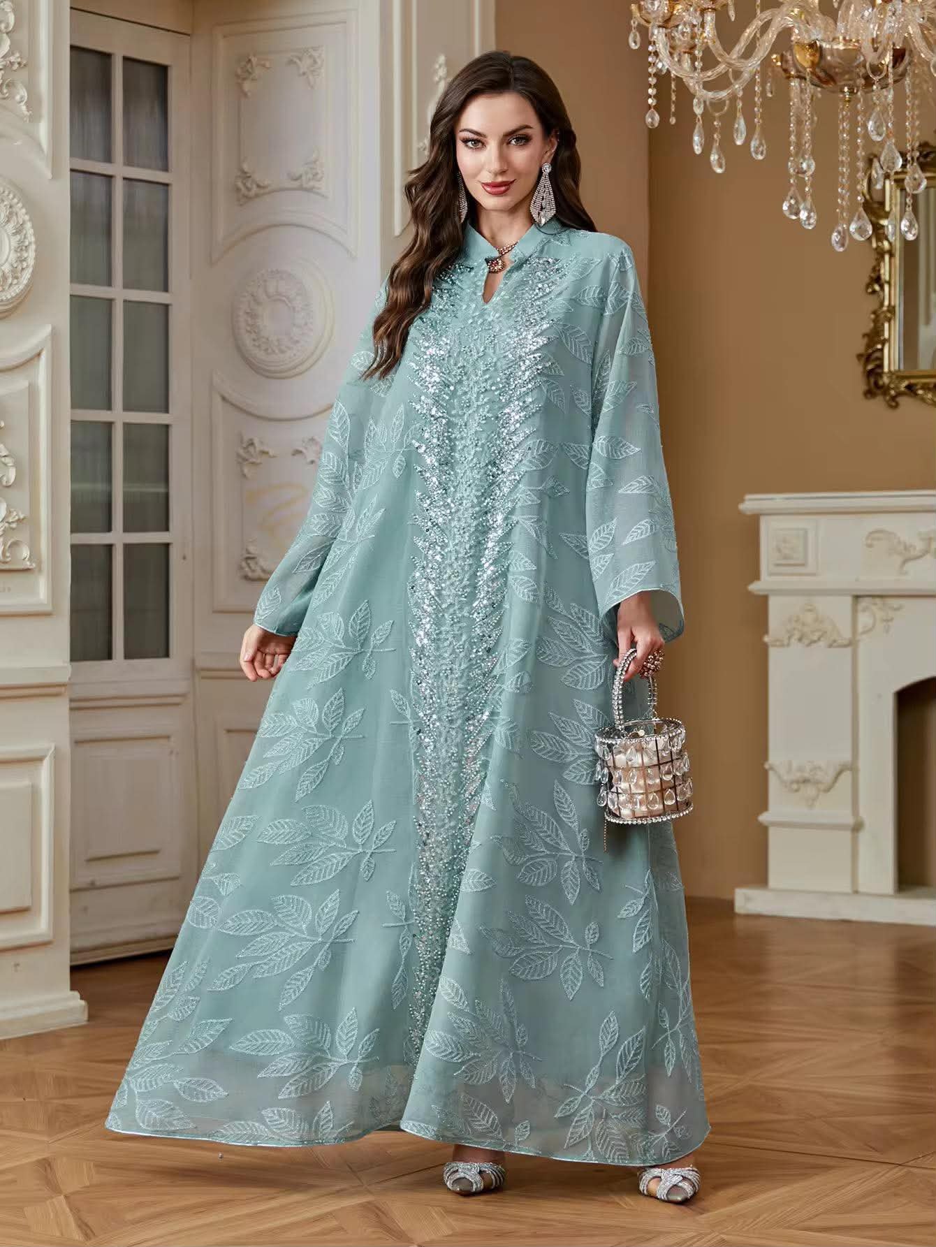 Verdan Leaf Embroidered Abaya - Image 2