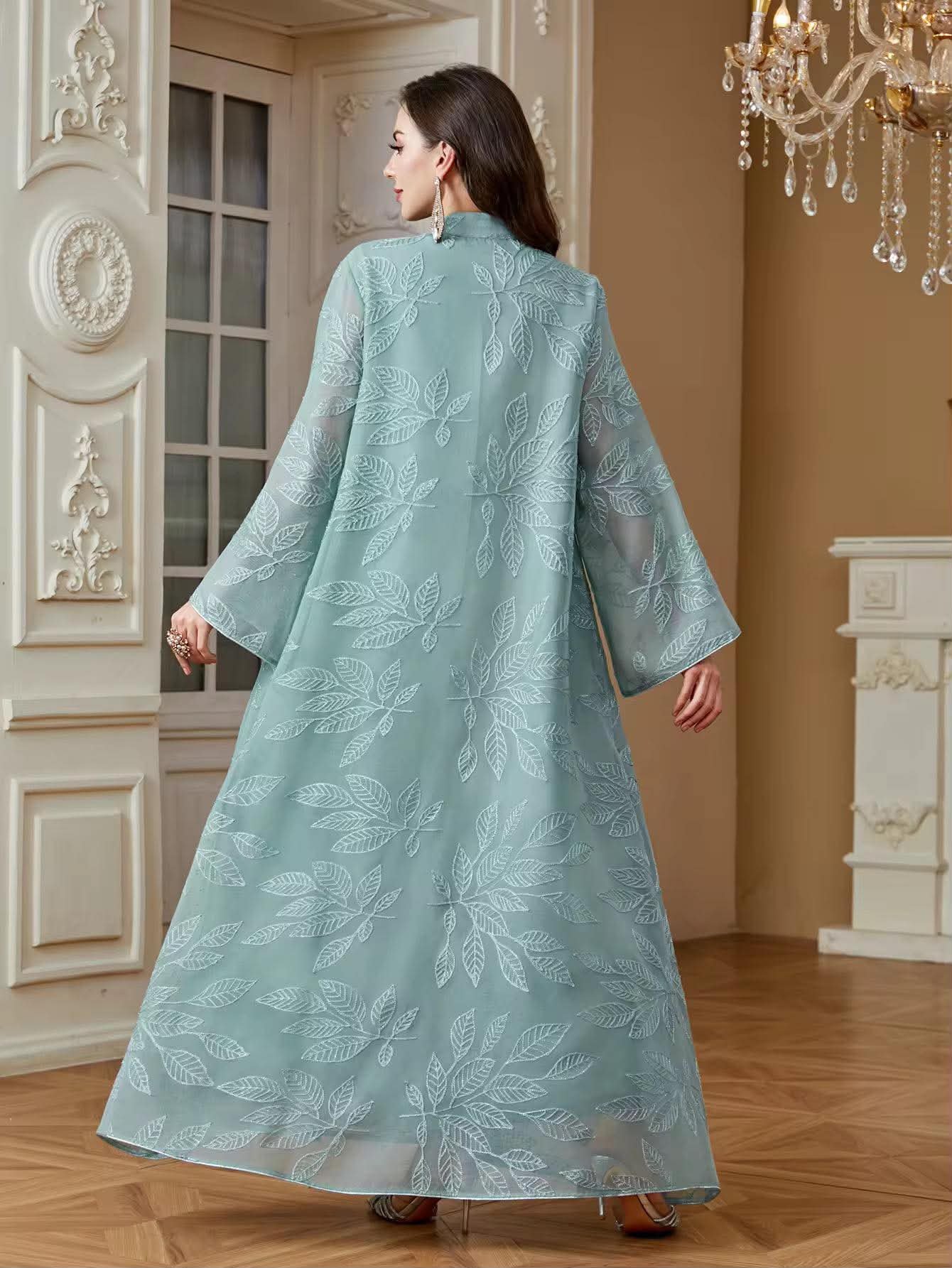 Verdan Leaf Embroidered Abaya - Image 3