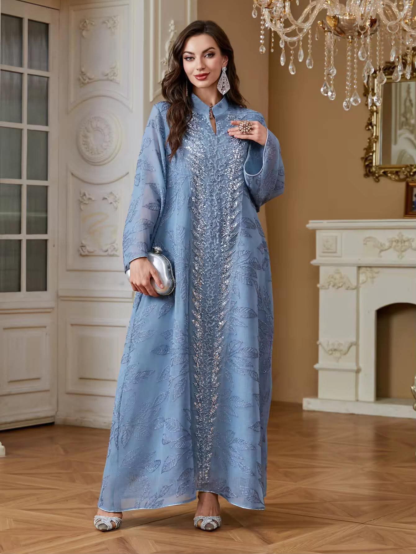 Verdan Leaf Embroidered Abaya - Image 4