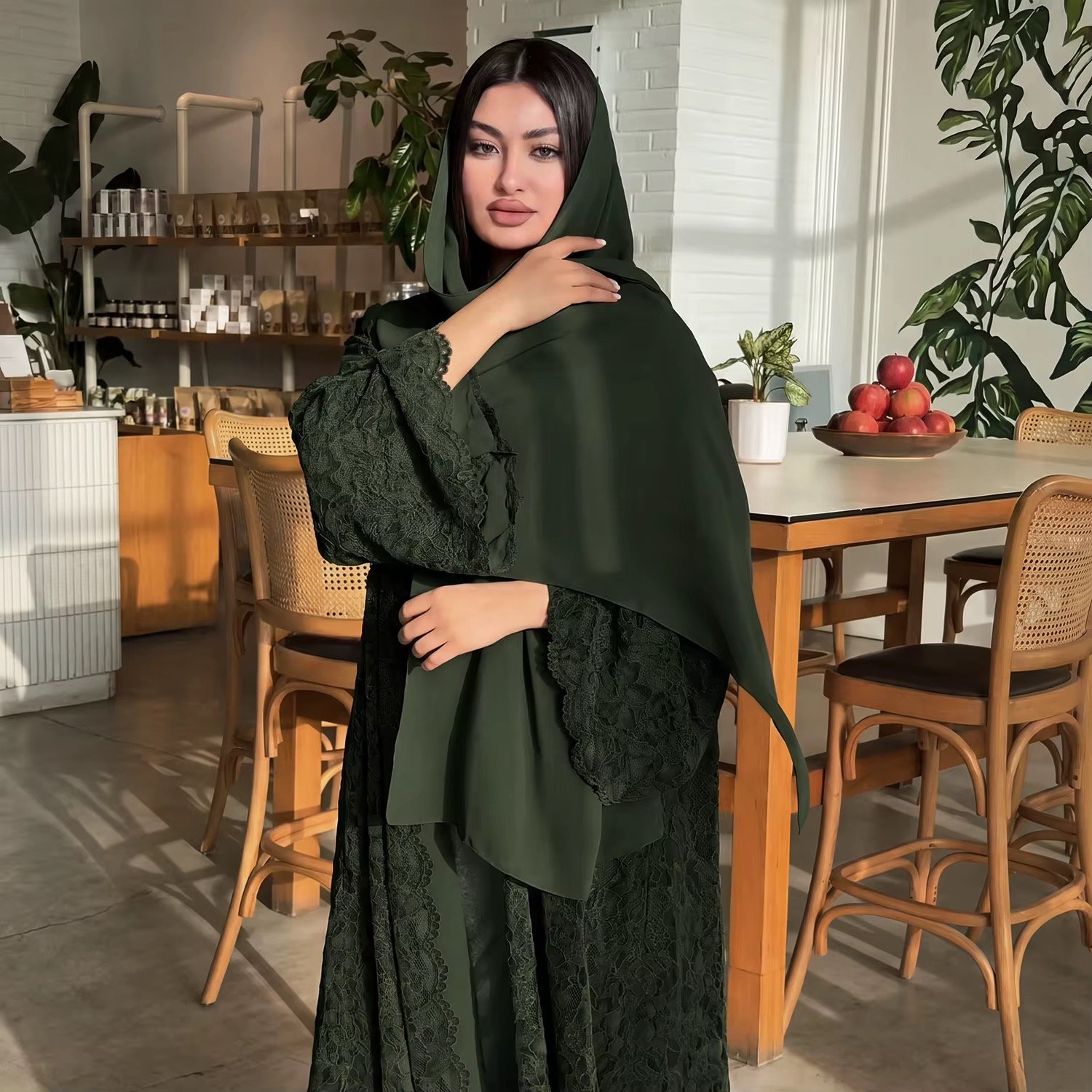 Elowyn Lace Open Abaya