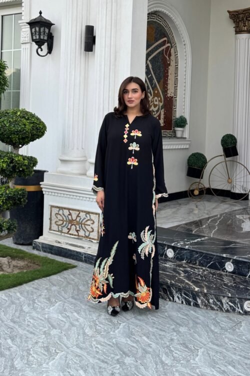 Aveline Floral Embroidered Kaftan with Pant – IN STOCK
