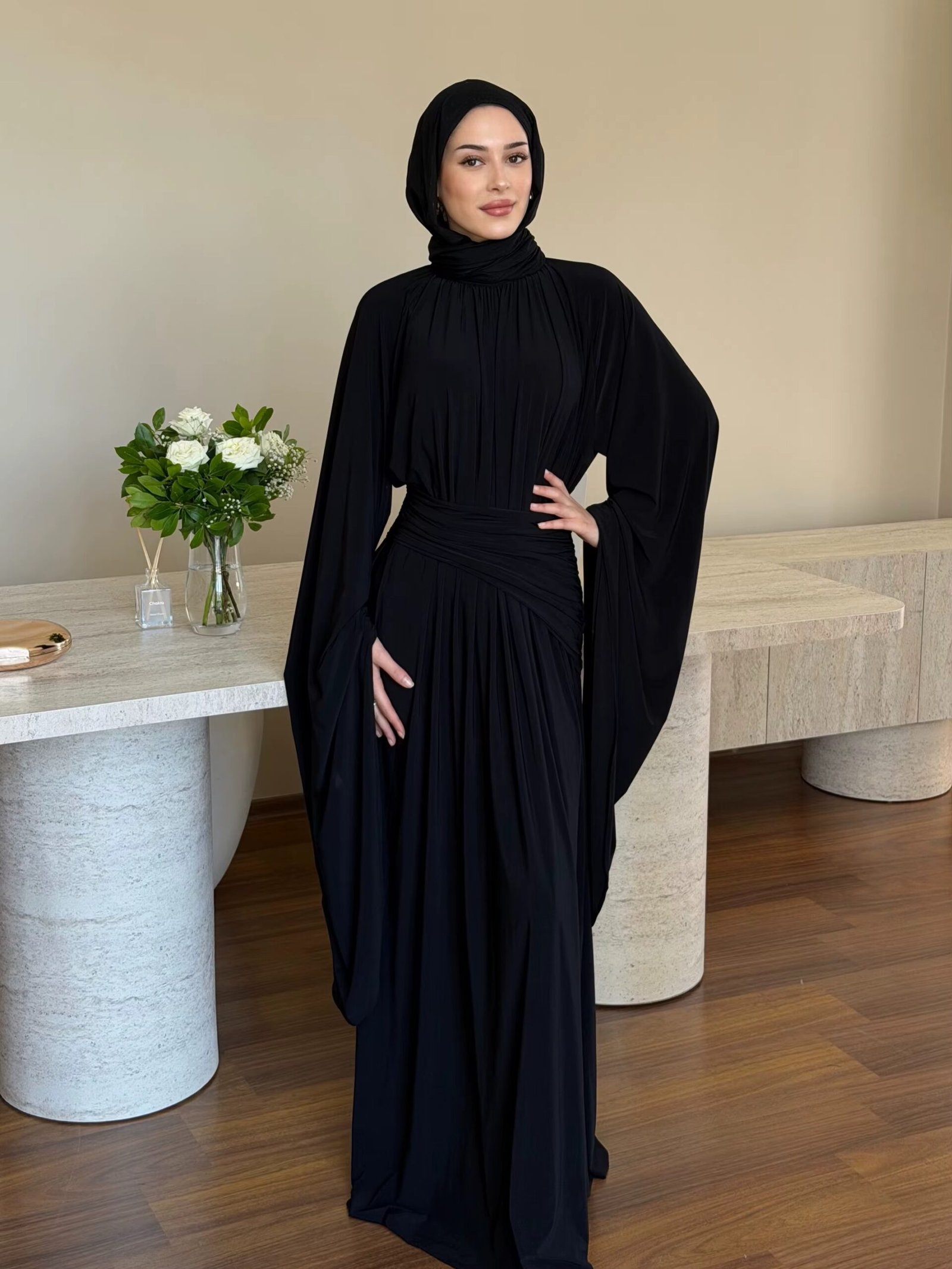 Amara Draped Batwing Maxi Dress - Image 2
