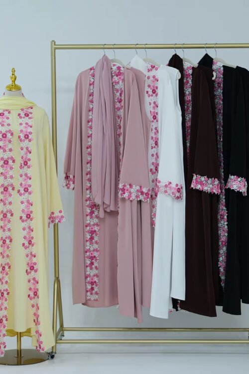 Floral Charm Embroidered Abaya Set