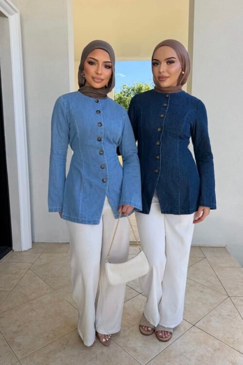 Denim Chic Button-Up Top