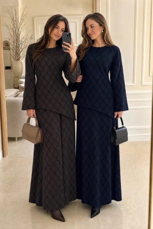 Élise Checkered Skirt Top and Skirt Set
