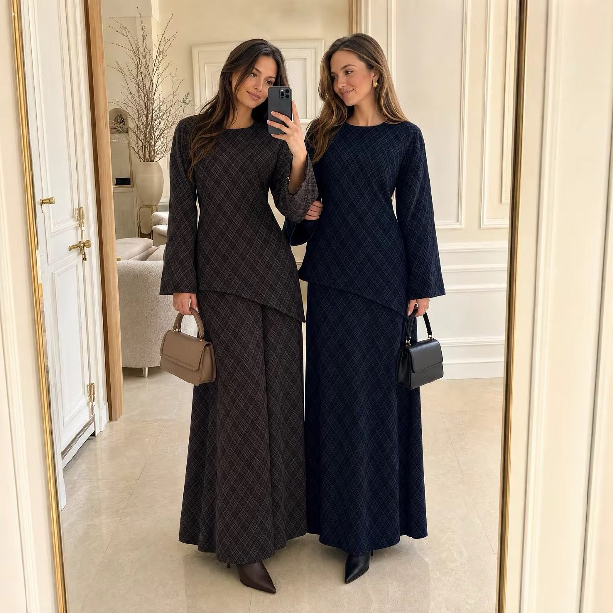 Élise Checkered Skirt Top and Skirt Set